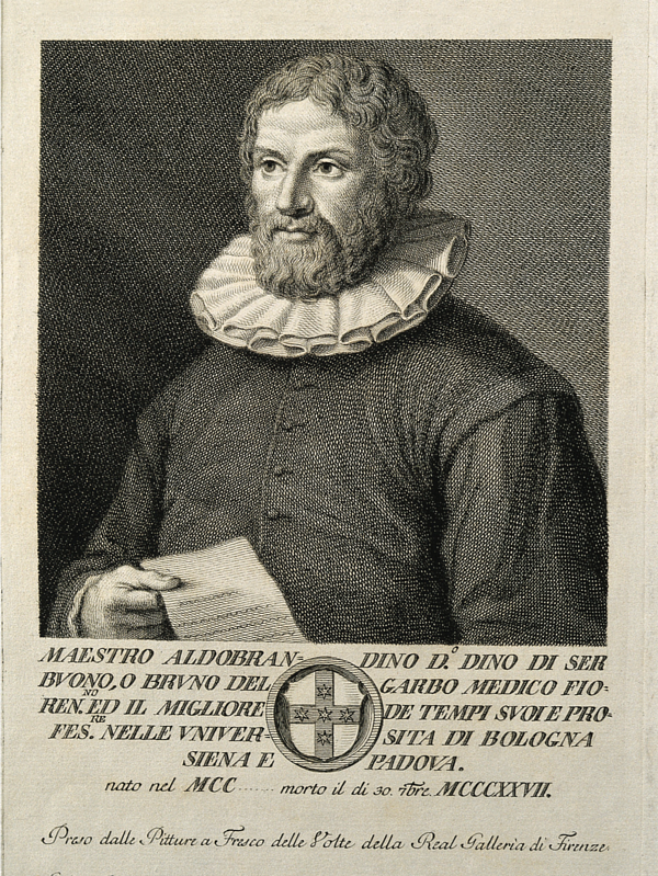 (the Treaty of Aldobrandino of Siena: the manuscript bears no titles, but is usually designated as “Régime du corps”. The title “Régime de santé”, on the other hand, is a later addition introduced by some librarians.)