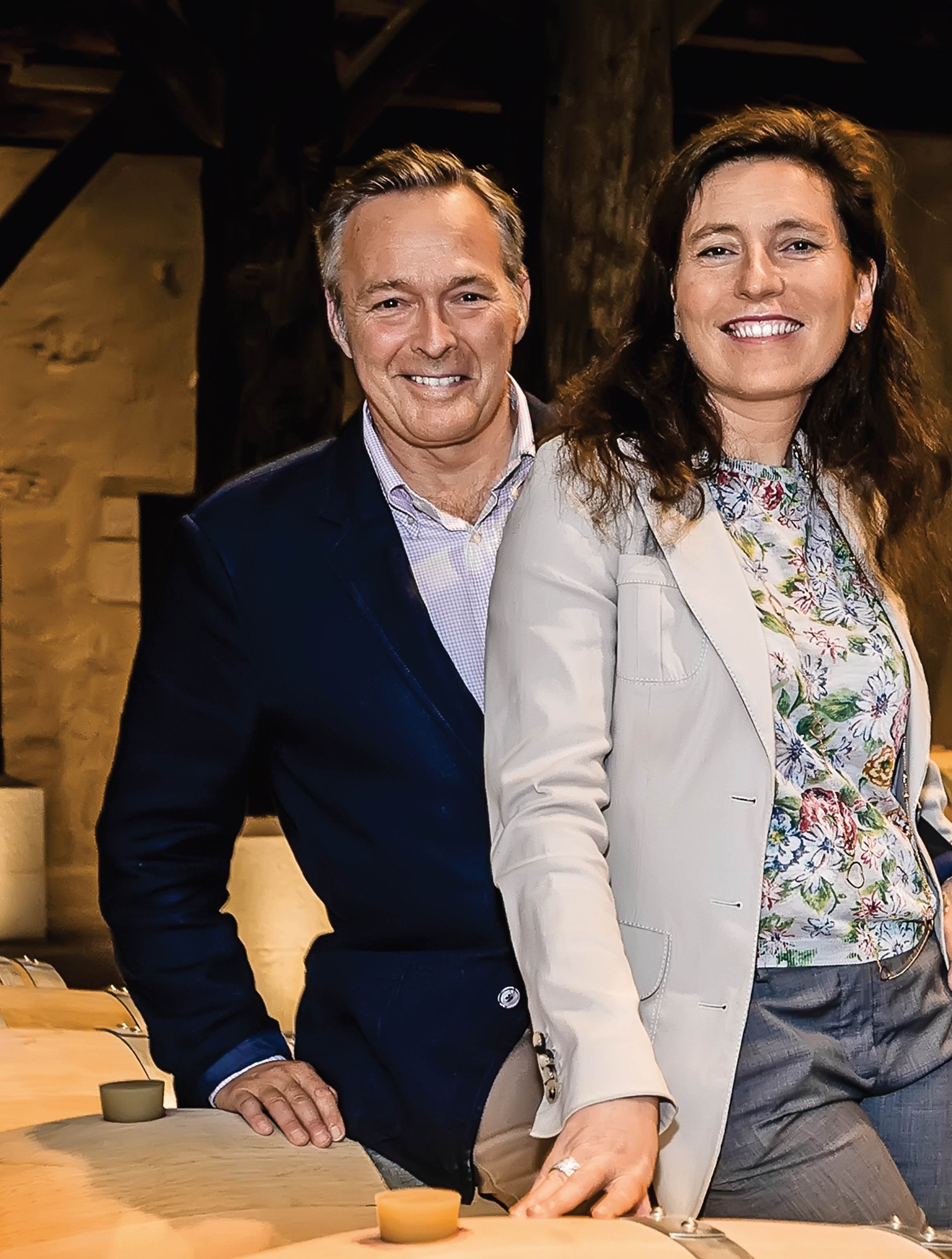 in the newly-opened cellar, Karl Friedrich Scheufele, owner of the watch manufacturer Chopard, with his wife Christine: in January 2012 the couple purchased Château Monestier La Tour from the Dutch entrepreneur Philip de Haseth-Möller.